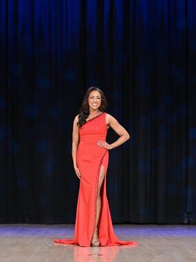 Red Jonathan Kayne One Shoulder Gown
